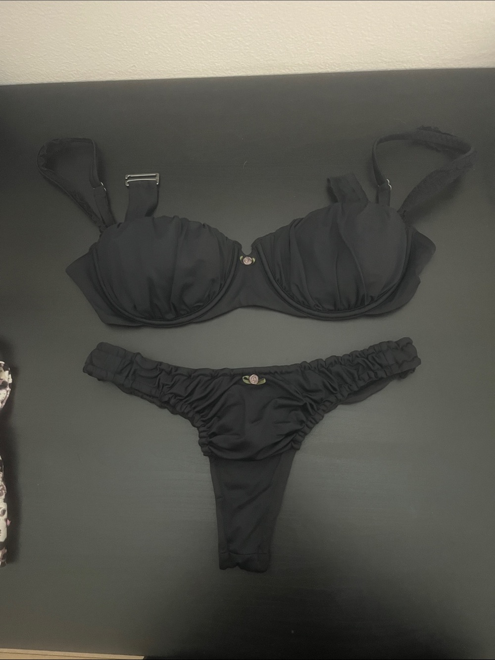 Black Ruffled Bikini Set